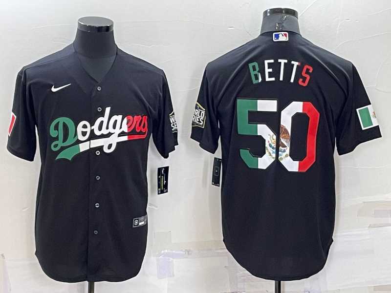 Men's Los Angeles Dodgers #50 Mookie Betts Mexico Black Cool Base Stitched Baseball Jersey,We sell and wholesale Men's Los Angeles Dodgers #50 Mookie Betts Mexico Black Cool Base Stitched Baseball Jersey on line form chian!